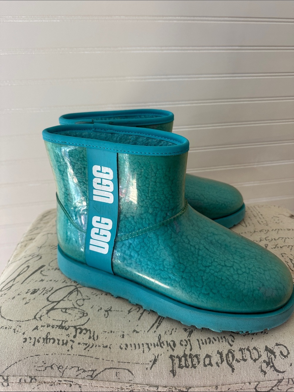 UGG teal blue Gloss Ankle Boots Size 9